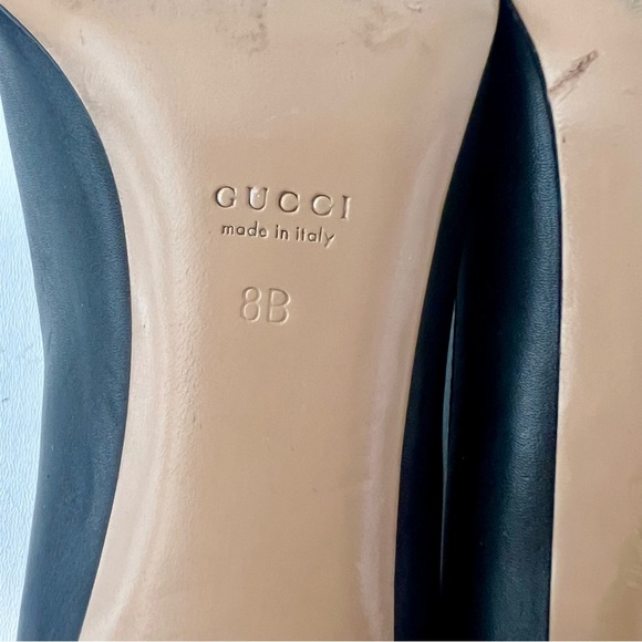 GUCCI | Black Leather GG Interlocking Logo Square Toe Pumps Heels Vintage US 8 - Picture 11 of 14